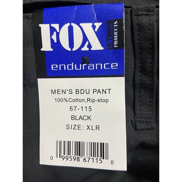 Fox Outdoor BDU Pants Mens XL Regular Black Button Fly Tactical Uniform  NWT - Picture 4 of 4